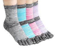 Meaiguo Chaussettes à bout pour femme pour la course à pied avec chaussettes athlétiques en coton, Gris, bleu, rose, violet, 5-10