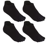 meaiguo Lot de 3 à 4 paires de chaussettes à orteils invisibles pour homme et femme, Noir A2., taille unique