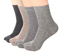 Meaiguo Women's Toe socks Cotton Crew Five Finger Socks For Running Athletic 4 Pack(black/grey/coffee/green)