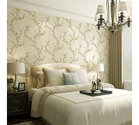 MEAIHOME American Country Papier peint non tissé 3D rétro Pastoral Flower Tree Version AB avec chambre à coucher, salon, chambre d'enfant, fond mural TV 1.73 'Wx32.8' L Non Encollé (jaune clair)