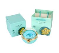 MEAKTSMI Boîte à bijoux rotative élégante en forme de roses avec fleurs immortelles - Portable - Pour des surprises romantiques et des cadeaux spéciaux