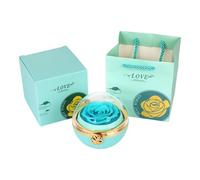 MEAKTSMI Boîte à bijoux rotative élégante en forme de roses avec fleurs immortelles - Portable - Pour des surprises romantiques et des cadeaux spéciaux