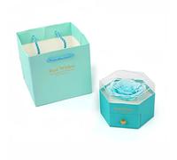 MEAKTSMI Élégant rangement de bijoux floraux hexagonaux avec fleurs immortelles portable pour des surprises romantiques et des cadeaux spéciaux