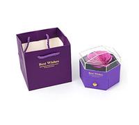 MEAKTSMI Élégant rangement de bijoux floraux hexagonaux avec fleurs immortelles portable pour des surprises romantiques et des cadeaux spéciaux