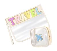 MEAKTSMI Lot de 2 trousses de rangement de maquillage polyvalentes et adaptées aux voyages dans des designs élégants avec sangle de bracelet pratique