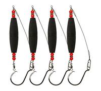 MEAKTSMI Lot de 4 bas de ligne de pêche avec hameçon, flottabilité élevée, flotteur en mousse, facile à utiliser