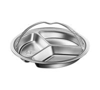 Meal Steaming Tray - Divided Smooth Tray, Ergonomic Handle, Anti-Burn Pot Accessory for Safe Cooking | Efficient Meal Prep, Healthy Steam Cooking, Household Kitchen Equipment, Oven-Friendly Steamer