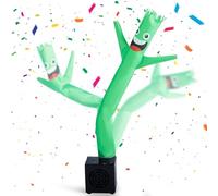 Mealivos Mini tube gonflable avec souffleur - Décoration de bureau amusante - Éléphant blanc - Cadeau pour bureau, maison, fête, magasin - Vert rire