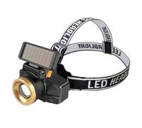 Mealoodiousmusea Lampe frontale avec capteur de mouvement - Luminosité 4 modes - Angle réglable - Pour le camping et le cyclisme - Fonctionne à l'énergie solaire