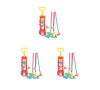 Mealoodiousmusea Lot de 3 clubs de golf pour enfants avec roues et 4 bâtons multicolores