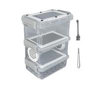 Mealworm Box - Breeding Container, PE Stainless Steel, 15cm | Animal Tank, Multi Layer Design, Breathable Structure, Tweezers Included for Lizards, Frogs, Tortoises, Backyard, Classroom, Camping