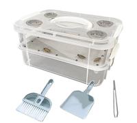 Mealworm Breeding Box, Clear Feeding Container, Fine Mesh with Ventilated Lid, Yellow Corn Worm Rearing Kit, Pet Feeding Bin with Modular Design, Reptile Bird Food for Lizards and Frogs