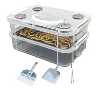 Mealworm Farm - Clear Double Layer Keeper Bins, Mealworm Farm Kit Habitat for Entomology Biology Education Classroom School Homeschool Science Project Observational Learning