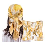 MEANBEAUTY Femme Bandana Écharpe Square Carré 70 x 70 cm Satin de Soie Multifonction Floral Impression Foulard -Fleurs 6