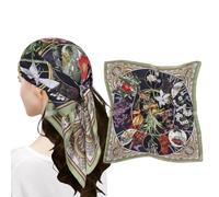 MEANBEAUTY Femme Bandana Écharpe Square Carré 70 x 70 cm Satin de Soie Multifonction Floral Impression Foulard -Floral 19