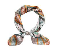 MEANBEAUTY Femme Bandana Écharpe Square Carré 70 x 70 cm Satin de Soie Multifonction Floral Impression Foulard -Floral-1