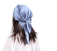 MEANBEAUTY Femme Bandana Écharpe Square Carré 70 x 70 cm Satin de Soie Multifonction Floral Impression Foulard -Bleu