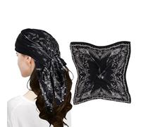 MEANBEAUTY Femme Bandana Écharpe Square Carré 70 x 70 cm Satin de Soie Multifonction Floral Impression Foulard -Floral 20