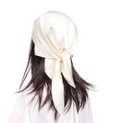 MEANBEAUTY Femme Bandana Écharpe Square Carré 70 x 70 cm Satin de Soie Multifonction Floral Impression Foulard -Blanc