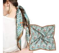 MEANBEAUTY Femme Bandana Écharpe Square Carré 70 x 70 cm Satin de Soie Multifonction Floral Impression Foulard -Floral-19