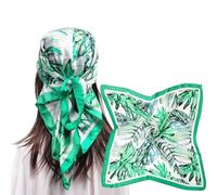 MEANBEAUTY Femme Bandana Écharpe Square Carré 70 x 70 cm Satin de Soie Multifonction Floral Impression Foulard -Fleurs 3