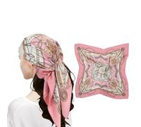 MEANBEAUTY Femme Bandana Écharpe Square Carré 70 x 70 cm Satin de Soie Multifonction Floral Impression Foulard -Floral-8