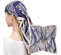 MEANBEAUTY Femme Bandana Écharpe Square Carré 70 x 70 cm Satin de Soie Multifonction Floral Impression Foulard -Floral-13