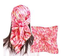 MEANBEAUTY Femme Bandana Écharpe Square Carré 70 x 70 cm Satin de Soie Multifonction Floral Impression Foulard -Floral 7