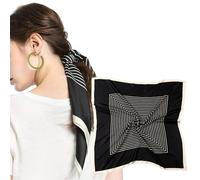 MEANBEAUTY Femme Bandana Écharpe Square Carré 70 x 70 cm Satin de Soie Multifonction Floral Impression Foulard -Floral-4