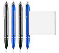 Meanju 4 Pièces Stylos à Bille en Métal Rétractables avec Feuille de Triche, 0,7 mm Stylos Bille, D'écriture Recharges, pour École et Bureau, 2 Bleu + 2 Noir