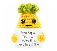 Meanju Ananas Positif Drôle, 7.5cm Ananas Tricoté Mignon, Positive Potato Poupée, pour Cadeau d'anniversaire, Bureau, Maison