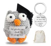 Meanju Cadeaux Positifs Peluche Hibou Tricotée, Câlin de Poche Hibou Pomme de Terre Positive Poupée en Laine Tricotée et Porte-clés Porte-bonheur Examen Encouragement Cadeau de Prompt Rétablissement
