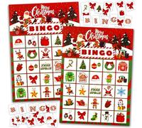 Meanju Cartes de Bingo de Noël pour 32 Joueurs pour Les Activités Familiales des Enfants, Les Jeux de Cartes, Les Jeux de Salle de Classe, Les Fournitures de Fête en Dinde