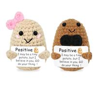 Meanju Paquet de 2 Mini Positive Potato, Pomme de Terre Positive, Funny Positive Potato, Mignon Jouet de Pomme de Terre, avec Carte D'énergie Positive, pour Cadeau d'anniversaire, Bureau, Maison