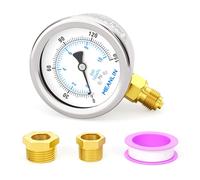 MEANLIN MEASURE 0~10BAR/0~150PSI Manomètre sec en acier inoxydable 1/8"BSP 2" FACE DIAL étanche pour pompe de puits,pression d'eau, montage inférieur, avec douille hexagonale 1/4"BSP et 3/8" BSP