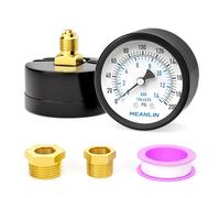MEANLIN MEASURE 0~14BAR/0~200PSI Manomètre pour pompe de puits 2"DIAL FACE 1/4" BSP, avec 1/4"x 1/2" BSP et 1/4"x 3/8" BSP Hex Bushing, Pool Sand Filter Water Oil Air Pressure Test Center Back Mount