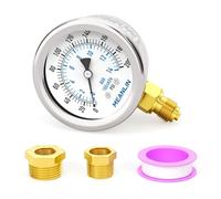 MEANLIN MEASURE 0~14BAR/0~200PSI Manomètre sec en acier inoxydable 1/8"BSP 2" FACE DIAL étanche pour pompe de puits,pression d'eau, montage inférieur, avec douille hexagonale 1/4"BSP et 3/8" BSP