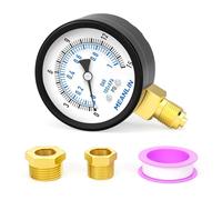 MEANLIN MEASURE 0~1BAR/15PSI Manomètre pour pompe de puits, avec manchon hexagonal 1/4"x 1/2" BSP et 1/4"x 3/8" BSP, centre de test de pression d'air de filtre à sable de piscine,montage inférieur
