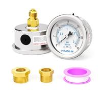 MEANLIN MEASURE 0~2BAR/0~30PSI Manomètre sec en acier inoxydable 1/8"BSP 2" FACE DIAL étanche pour pompe de puits, montage arrière, avec douille hexagonale 1/4"BSP et 3/8" BSP