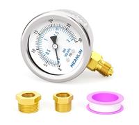 MEANLIN MEASURE 0~2BAR/0~30PSI Manomètre sec en acier inoxydable 1/8"BSP 2" FACE DIAL étanche pour pompe de puits,pression d'eau, montage inférieur, avec douille hexagonale 1/4"BSP et 3/8" BSP