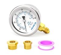 MEANLIN MEASURE 0~4BAR/0~60PSI Manomètre sec en acier inoxydable 1/8"BSP 2" FACE DIAL étanche pour pompe de puits,pression d'eau, montage inférieur, avec douille hexagonale 1/4"BSP et 3/8" BSP