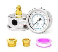 MEANLIN MEASURE 0~6BAR/0~90PSI Manomètre sec en acier inoxydable 1/8"BSP 2" FACE DIAL étanche pour pompe de puits, montage arrière, avec douille hexagonale 1/4"BSP et 3/8" BSP