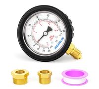 MEANLIN MEASURE - 30 inHg ~ 60 psi en acier inoxydable 6,3 cm BSP 6,3 cm cadran frontal rempli de liquide manomètre montage inférieur (avec manchon de protection en caoutchouc), avec douille