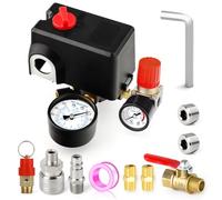 MEANLIN MEASURE Soupape de commande du pressostat du compresseur d'air 120-155 PSI 110V-240V Pièces de rechange pour port latéral à 4 voies avec régulateur de compresseur d'air et soupape de sécurité