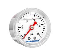 MEASUREMAN manomtre de pression de carburant rempli de glycrine, avec cadran de 1-1/2 pouces, botier en acier inoxydable 304, 0-15Psi, 3-2-3