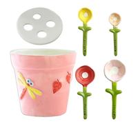 Measuring Cups Cute - Floral Ceramic Measurings Spoon Set for Baking and Cooking | Decorative Kitchen with Gadget Set, Porcelain Coffee and Ingredient Measuring Tools for Home Use