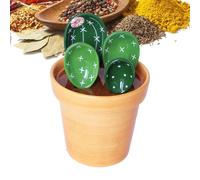 Measuring Spoon Set | 4 Pieces Ceramic Cactus with Storage - Small Measuring Spoons Kitchen Gadgets | for Powder Sugar Salt Seasoning Home Apartment Farmhouse Restaurant