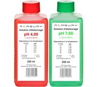 Measury Solution d'étalonnage pH 4.00 et 7.00 - Fabriqué en Allemagne, solution tampon pH 250 ml chacune, solution d'étalonnage rouge/vert, liquide d'étalonnage