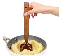 Meat Chopper - Wooden Food Press Masher | Multifunction Kitchen Potato and Ground Meat Crusher with Ergonomic Handle Design for Barbecue, Restaurant, Dining Room, Cooking Preparation