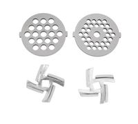 Meat Grinder Blades Stainless Steel Meat Grinder Plate Discs Blades for Food Grinder Attachment 2 Sharp Blades 2 Cutting Plates